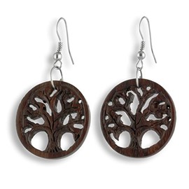 Island Piercings Earrings Tree of Life Wooden ER270