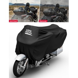 KEMIMOTO Heavy Duty 300D Motorcycle Cover Half Cover Compatible with Touring Models Road King Street Glide Road Glide Waterproof Impermeable Outdoor All Weather Protect from Dust Sunlight Rain Black