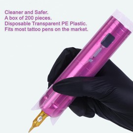 200Pcs/Set Pink Disposable Tattoo Machine Pen Covers - Sleeves for Tattoo Pen Machine Supplies, 2 x 6.4 Inch