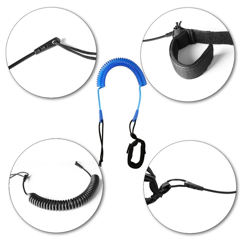 Leliafleury Black Surfboard Leash, Surf SUP Board Leash, TPU Coiled