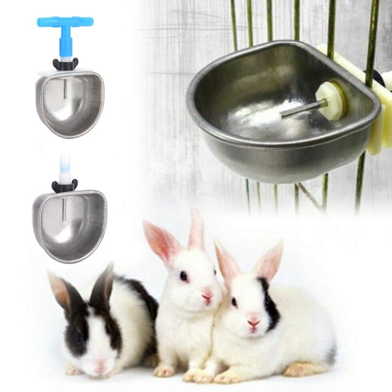 10Pcs Rabbit Drinking Water Bowl, Stainless Steel Rabbit Drinker, Rabbit