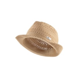 Sterntaler Straw Hat Soft – Fashionable Hat with Faux Leather Logo Patch – Girls' Sun Hat – Baby and Children's Headgear – Beach Cap, natural, 51