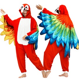 ABPTBAZ Unisex Adult Diamond Parrot Onesie One Piece Pajamas Animal Christmas Costume Homewear Sleepwear for Women men