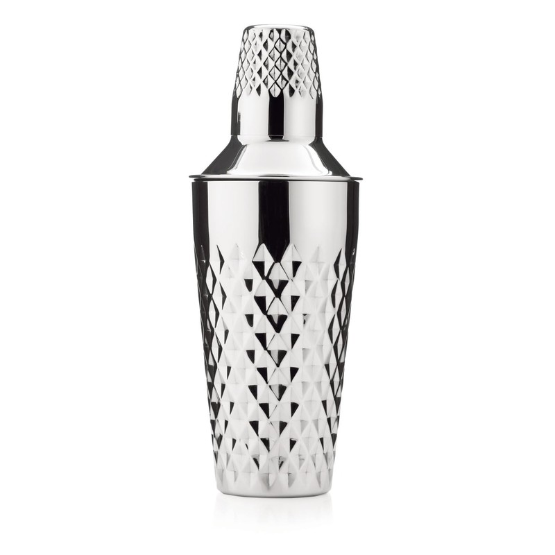 Viski Diamond Cocktail Shaker Set, 25 oz Faceted Stainless Steel