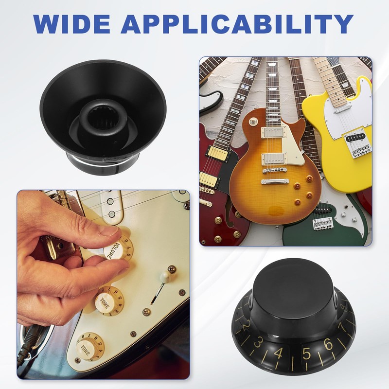 sourcing map 4pcs Black Guitar Effect Pedal Knob, 1/2" Plastic