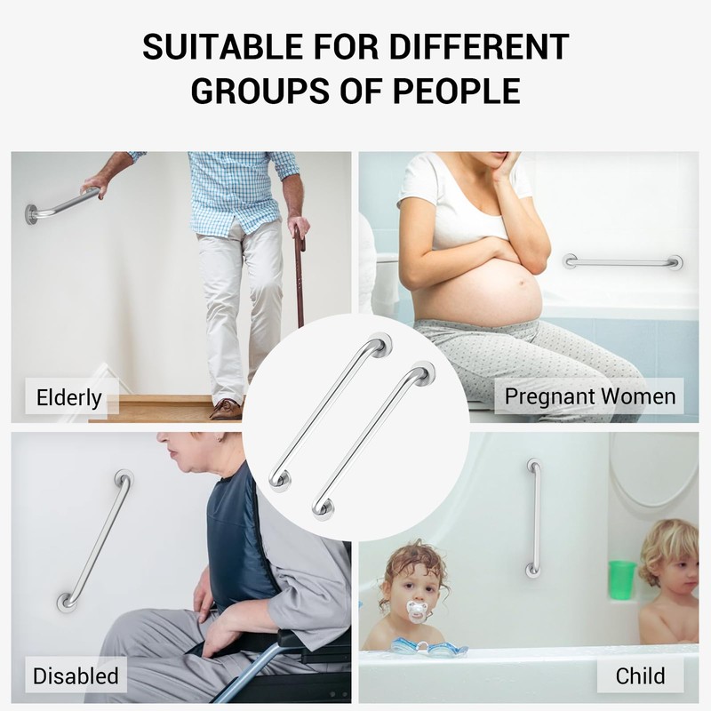 2 Pack 16 Inch Grab Bars for Wall Brushed Nickel,