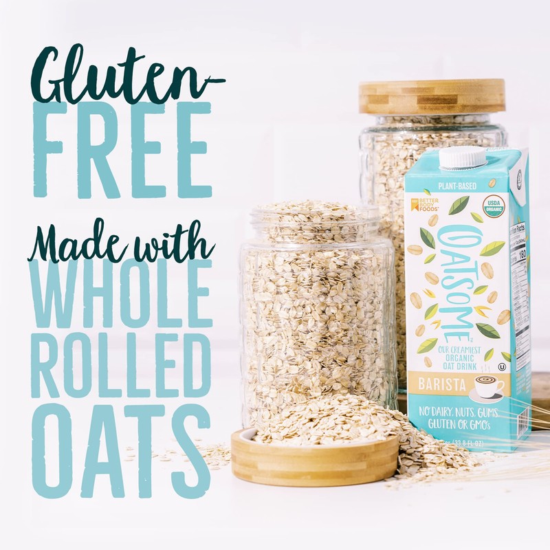 Oatsome Organic Oat Milk, Barista Blend, Gluten-Free, Dairy-Free (6 Pack),