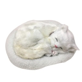 Realistic Sleeping Cat Toy Breathing Cat Stuffed Animal Doll with Mat  Plush Toys for Children Home Ornament