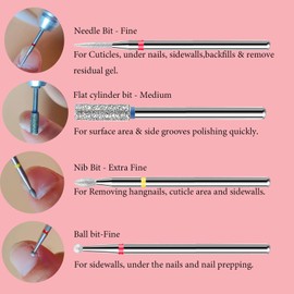 BITNBITH 10pcs Nail Drill Bit Set,3/32” Diamond Drill Bit Nail Tech for Nail E-File, Cuticle Remover Bit,Safety Drill Bits for Manicure Pedicure,Acrylic Gel Nails,Nail Prep,Salon Home Nail Supplies