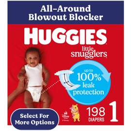 Huggies Size 1 Diapers, Little Snugglers Diapers, Size 1 (8-14 lbs), 198 Count (6 Packs of 33), Packaging May Vary