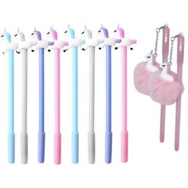 BellewithLove BWL Unicorn Fluffy colorful Gel Pens Fine Point (0.5mm) 10 pack
