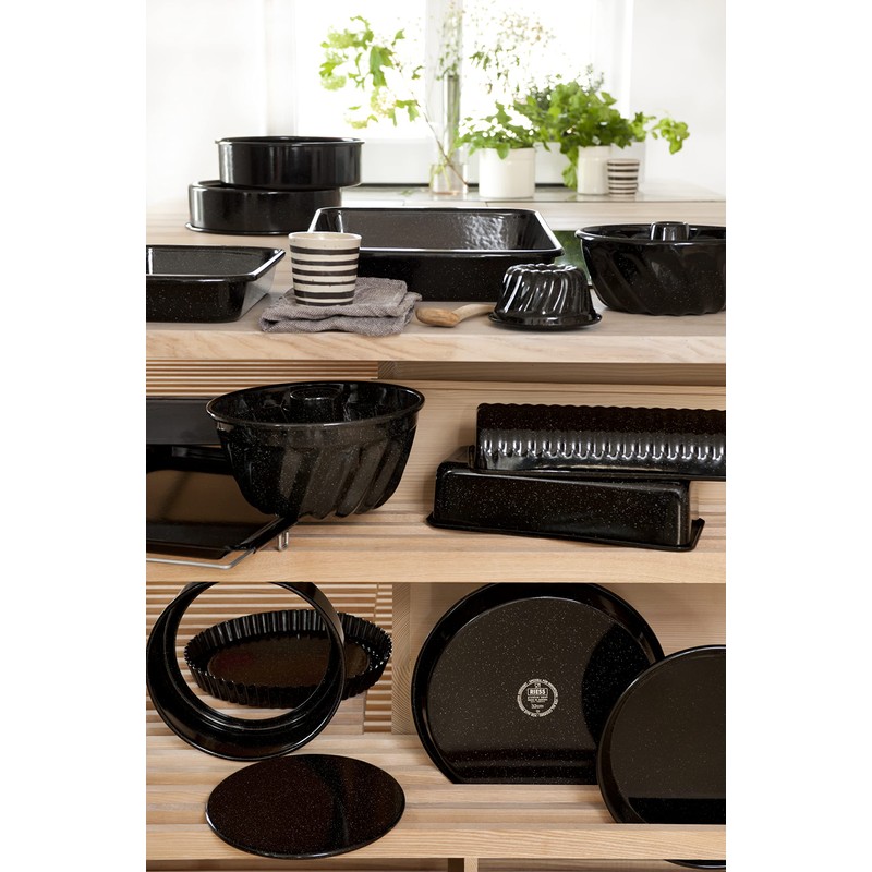 Riess 0868-022 Classic-Baking Pans Flan-Form Round, Diameter-30 cm Black