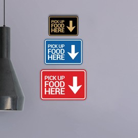 Signs ByLITA Classic Framed, Pick Up Food Here Sign (Black Gold) - Large