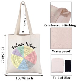 PLITI Multicolour Tote Bag - Feelings Wheel Chart - Psychology Gift - Unisex-Adults