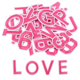 72 PCS Iron on Letter Patches, Embroidered A-Z Alphabet Appliques Decorate Repair Patches for Clothing, DIY Craft, Jackets, Hats, Bags, Jeans, Pink