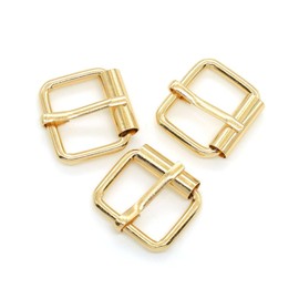 Asamuyu 10 Pcs Roller Buckle, Metal Roller Buckles Belts Hardware Pin Buckle Rolling Bar Buckles for Bags Leather Belt Crafts (Gold)