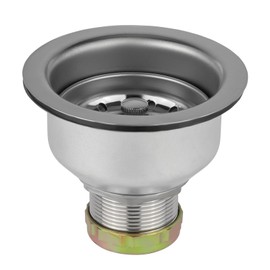 (Pack of 1) EFIELD Double Cup Kitchen Sink Drain Assembly, With Fixed Post Basket and Long Extended Shank, Stainless Steel