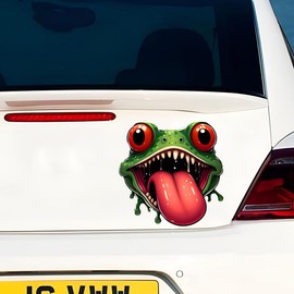 Funny Frog Car Decal, Monster Tongue Design, Waterproof Vehicle Sticker, 2-Pack, for Cars, SUV, Truck#d011