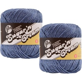 Bulk Buy: Lily Sugar 'n Cream 100% Cotton Yarn (2-Packs) ~ Solids ~ 4 oz. Super Size Skeins (Blue Jeans SS #18116)2