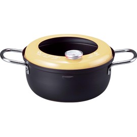 Maruyama C27175 Yellow Guard Tempura Pot with Thermometer, 7.1 inches (18 cm), Induction Compatible, Gas Stove, Iron, Fryer, Bento Box, Small Amount, Fryer, Tempura, Made in Japan