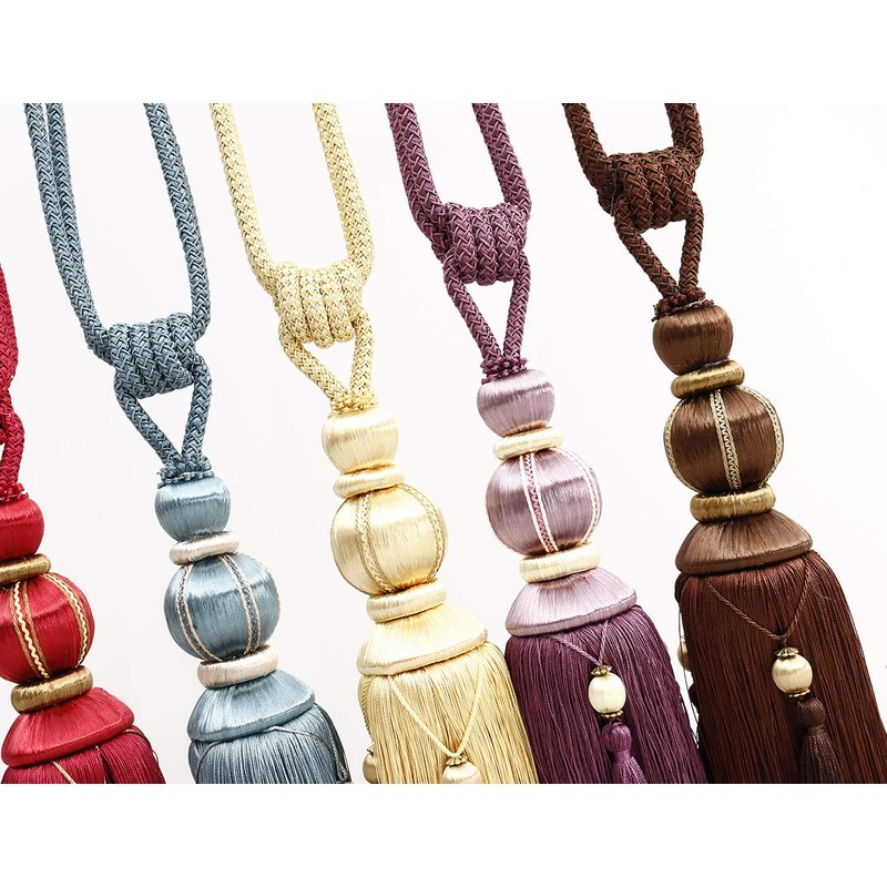 YunNasi 1 Pair Curtain Tie backs Rope Handmade Tassel Curtain
