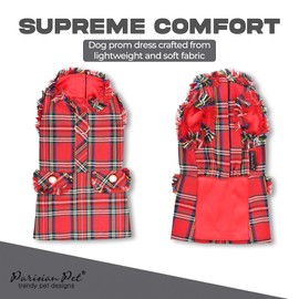 Parisian Pet Designer Tartan Fringe Red Dog Dress