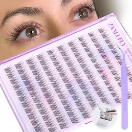Racimos de Pestañas Autoadhesivas Naturales Sin Pegamento, Pestañas Individuales de 10-12 mm, Racimos de Pestañas Autoadhesivas Suaves con Tiras Transparentes, Extensiones de Pestañas DIY de zanlufly