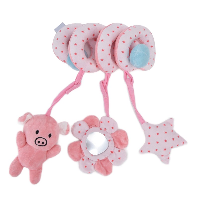 Baby Plush Animal Stroller Toys Spiral Activity Hanging Toys Ringing