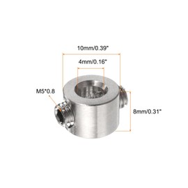 sourcing map 4pcs 4mm Drill Stop Collar Set Depth Stop, Adjustable Stainless Steel Drilling Limit Ring, Anodizing Surface Dowel Shaft Chuck Positioner with Hex Wrench, Silver