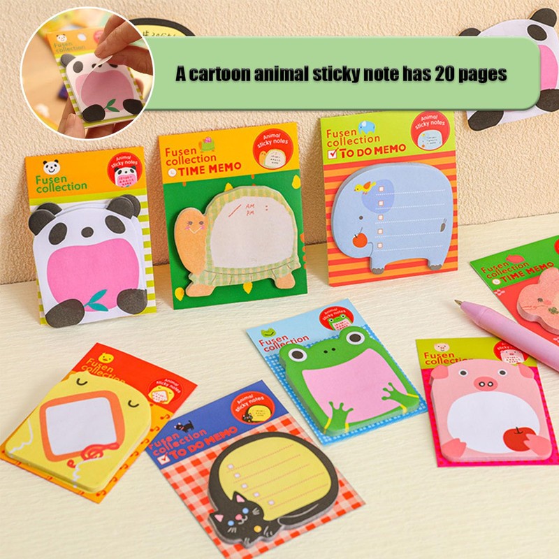 24 Pack Sticky Notes, Cute Sticky Notes Set, Cartoon Animals