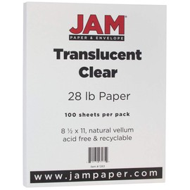 JAM PAPER Translucent Vellum Paper - 215.9 x 279.4 mm - 105gsm - Clear - 100 Sheets/Pack