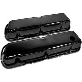 Cobra-Tek - CBK-HZ-9239-PBK- Works With 1986-1990-1995-2020-2021 Ford Small Block SB 302, 305, 5.0L Fox-Body Mustang Steel Valve Covers – Black.