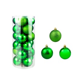 Esoes 24 Pieces Christmas Tree Baubles, Christmas Ball Ornaments Shatterproof Seasonal Decorative Hanging Baubles Set for Holiday Xmas Tree Decorations (Dark green, 1.58in/4cm)