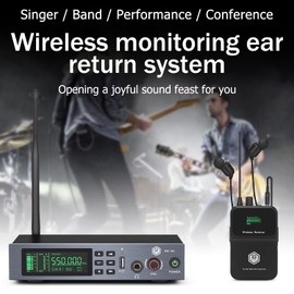 EM100 UHF Wireless in Ear Monitor System 1 Channel 1 Bodypacks Monitoring with in Earphone Used for Stage, Band, Recording Studio, Live Performance