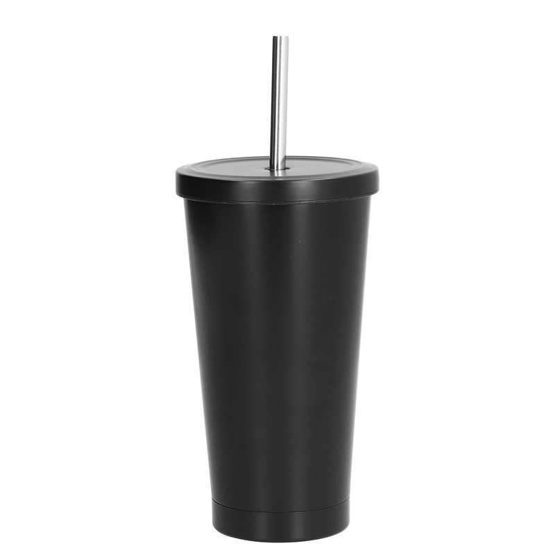 500ML Small Vacuum Coffee Cup Iced Coffee Bottle with Straw