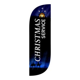 LookOurWay Christmas Service Church Themed Feather Flag Complete Set with Poles and Ground Spike, 5-Feet