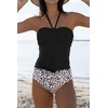 Beachsissi Women's Halter Leopard Print Two Piece Swimwear High Waist