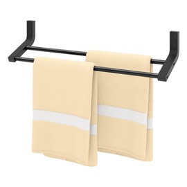 STWWO Double Towel Bar for Bathroom Wall 24inch, SUS 304 Stainless Steel Matte Black Towel Bar Bathroom Towel Bar, Wall Mounted Double Towel Racks for Bathroom, Kitchen