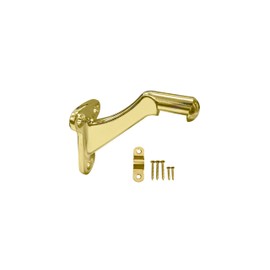 QCAA Heavy Duty Handrail Bracket, 3", Stair Railing Bracket for Home and Office, Zinc Die Cast, Bright Brass, 4 Pack, Made in Taiwan