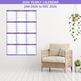 2026 Dry Erase Calendar – Large Yearly Wall calendar 2026, 38.2'' x 25.2'', 2-Side Reversible Calendar 2026, Vertical/Horizontal, Jan 2026 – Dec 2026, 2026 Wall Calendar with Notes, Stickers - Purple
