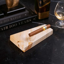 Bey-Berk Handcrafted Genuine Marble Cigar Ashtray with Single Rests, Weather Proof, Heavy Weight, Ideal For Outdoors and Patio Ashtray, Easy to Clean and Maintain