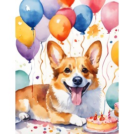 Stop And Taste The Frosting - Cute Funny Happy Birthday Greeting Card with Pembroke Welsh Corgi Dog