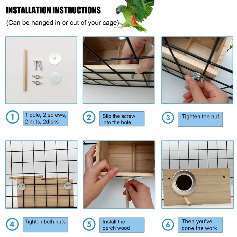 Parakeet Nesting Box, Bird Nest Breeding Box Cage Wood House