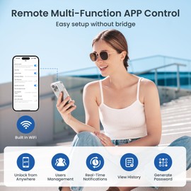 Devo G5 Smart Door Lock, Keyless Entry Door Lock with Doorbell, Built-in WiFi Deadbolt Lock for Front Door,No Hub, App Remote Control, Auto-Lock, IP54 Waterproof, BHMA Grade 3