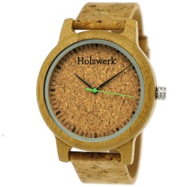 Holzwerk Germany Handmade Unisex Women's Watch Men's Watch Eco Natural Vegan Wooden Watch Bracelet Watch Analogue Classic Quartz Watch with Cork Strap and Dial, Strap.