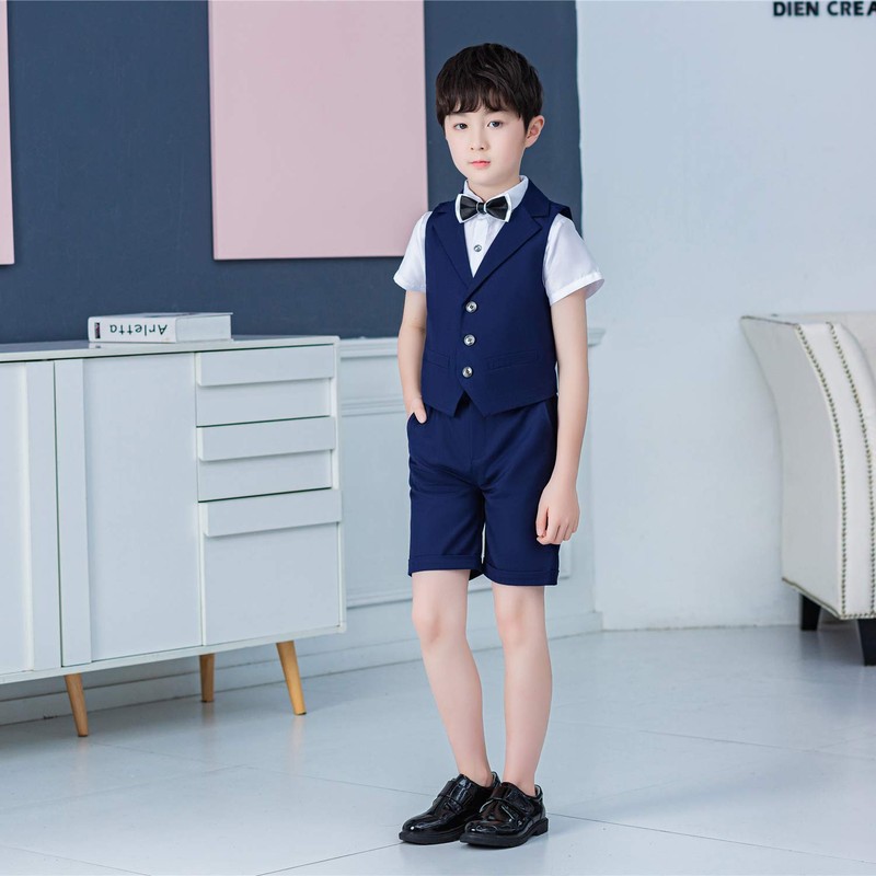 Set of 4 Boys Summer Wedding Leisure Suit Vest Shirt