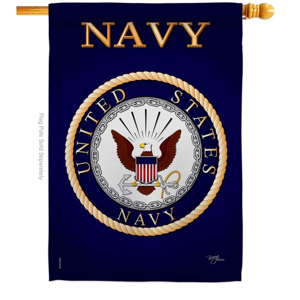 Breeze Decor Navy House Flag Armed Forces USN Seabee United State American Military Veteran Retire Official Decoration Banner Small Garden Yard Gift Double-Sided, 28"x 40", Made in USA