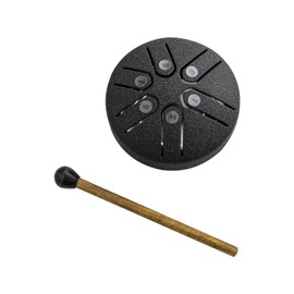 Steel Tongue Drum 3 Inch, Handpan Drum Percussion Instrument for Meditation Entertainment Musical Education Concert Mind Healing Yoga, Percussion Instruments,Hand Pan Drum, Drum Mallets (Black)