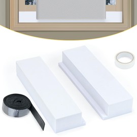 Powrocket 2 Pack Foam Block for U-Shape Window AC Units,Window AC Curtain Side Foam Block with Weather Seal Tape,Stop Cold Drafts Air Leak,Winter Summer,Compatible with Midea Window Air Conditioner