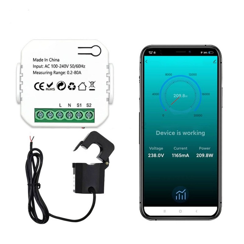 Smart Energy Meter WIFI Power Consumption Monitor Single Phase 100‑240V